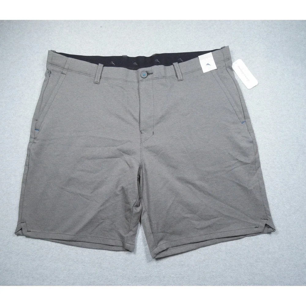 Tommy Bahama Short Mens 40x8 Gray Chino Stretch On Par Flat Front Casual NEW